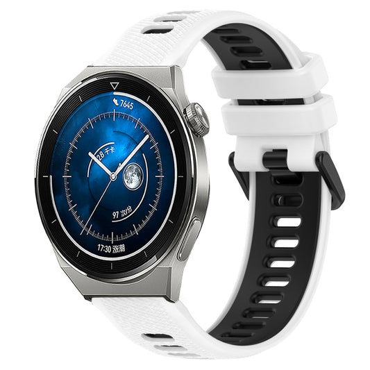 For Huawei Watch GT3 Pro 46mm 22mm Sports Two-Color Silicone Watch Band(White+Black) -  by PMC Jewellery | Online Shopping South Africa | PMC Jewellery