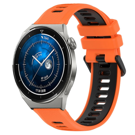 For Huawei Watch GT3 Pro 46mm 22mm Sports Two-Color Silicone Watch Band(Orange+Black) - Smart Wear by PMC Jewellery | Online Shopping South Africa | PMC Jewellery