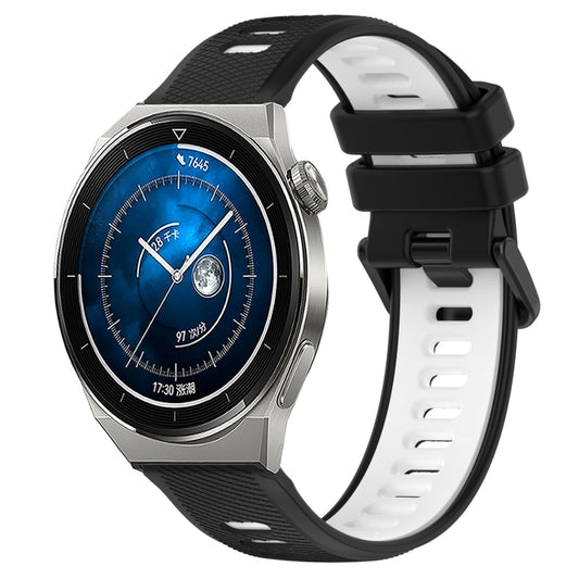 For Huawei Watch GT3 Pro 46mm 22mm Sports Two-Color Silicone Watch Band(Black+White) - Smart Wear by PMC Jewellery | Online Shopping South Africa | PMC Jewellery