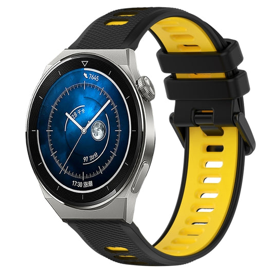 For Huawei Watch GT3 Pro 46mm 22mm Sports Two-Color Silicone Watch Band(Black+Yellow) - Smart Wear by PMC Jewellery | Online Shopping South Africa | PMC Jewellery