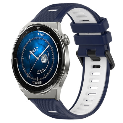 For Huawei Watch GT3 Pro 46mm 22mm Sports Two-Color Silicone Watch Band(Midnight Blue+White) - Smart Wear by PMC Jewellery | Online Shopping South Africa | PMC Jewellery