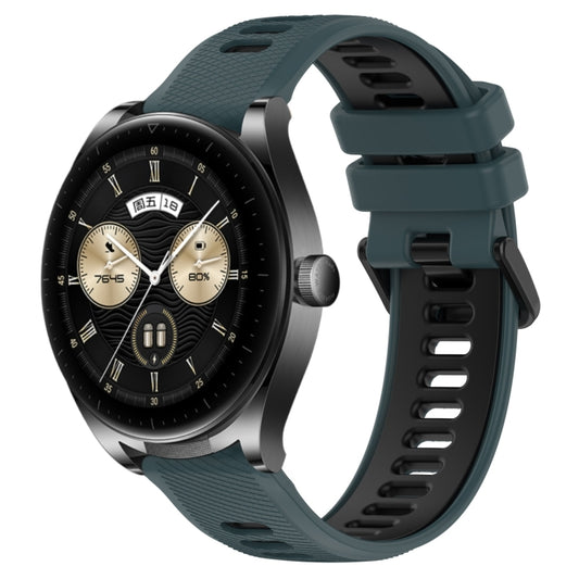 For Huawei Watch Buds 22mm Sports Two-Color Silicone Watch Band(Olive Green+Black) - Smart Wear by PMC Jewellery | Online Shopping South Africa | PMC Jewellery