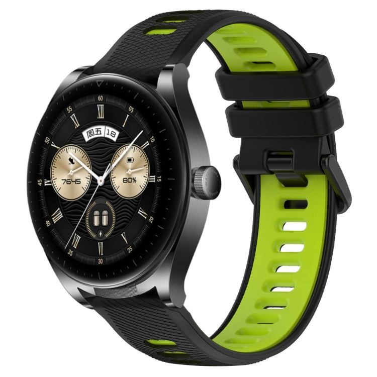 For Huawei Watch Buds 22mm Sports Two-Color Silicone Watch Band(Black+Green) - Smart Wear by PMC Jewellery | Online Shopping South Africa | PMC Jewellery