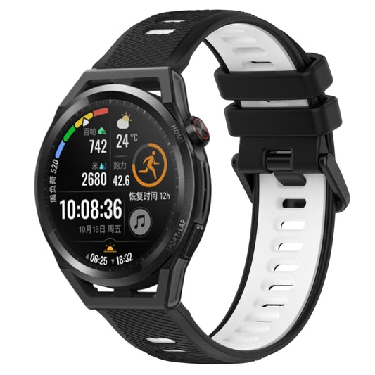 For Huawei Watch GT Runner 22mm Sports Two-Color Silicone Watch Band(Black+White) - Smart Wear by PMC Jewellery | Online Shopping South Africa | PMC Jewellery