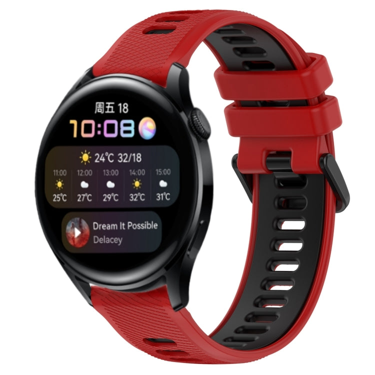 For Huawei Watch 3 22mm Sports Two-Color Silicone Watch Band(Red+Black) - Smart Wear by PMC Jewellery | Online Shopping South Africa | PMC Jewellery