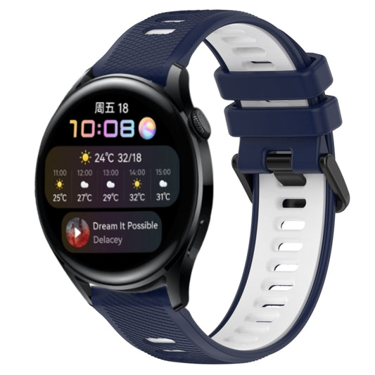 For Huawei Watch 3 22mm Sports Two-Color Silicone Watch Band(Midnight Blue+White) - Smart Wear by PMC Jewellery | Online Shopping South Africa | PMC Jewellery