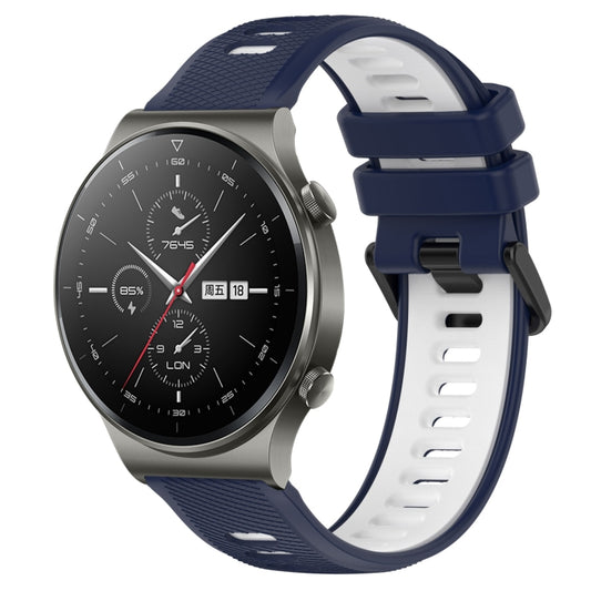 For Huawei GT2 Pro 22mm Sports Two-Color Silicone Watch Band(Midnight Blue+White) - Smart Wear by PMC Jewellery | Online Shopping South Africa | PMC Jewellery