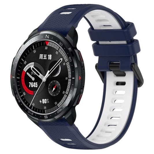 For Honor Watch GS Pro 22mm Sports Two-Color Silicone Watch Band(Midnight Blue+White) - Smart Wear by PMC Jewellery | Online Shopping South Africa | PMC Jewellery