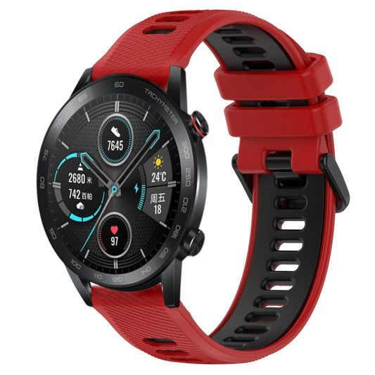 For Honor Magic Watch 2 46mm 22mm Sports Two-Color Silicone Watch Band(Red+Black) -  by PMC Jewellery | Online Shopping South Africa | PMC Jewellery