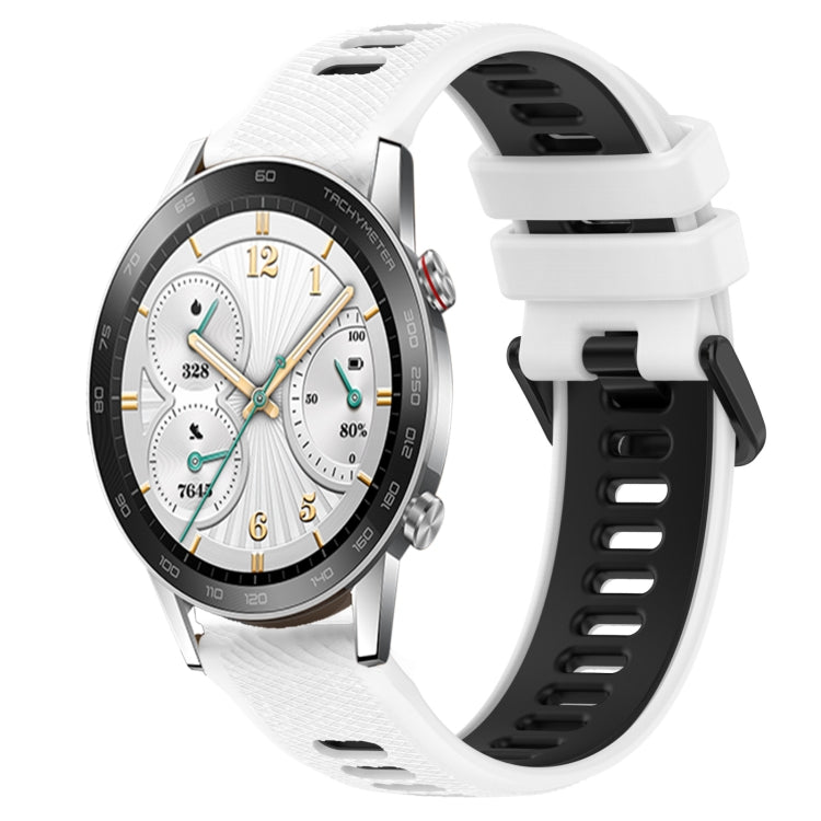 For Honor Watch GS 3i 22mm Sports Two-Color Silicone Watch Band(White+Black) - Smart Wear by PMC Jewellery | Online Shopping South Africa | PMC Jewellery
