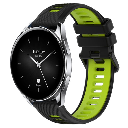 For Xiaomi Watch S2 42mm 22mm Sports Two-Color Silicone Watch Band(Black+Green) - Smart Wear by PMC Jewellery | Online Shopping South Africa | PMC Jewellery
