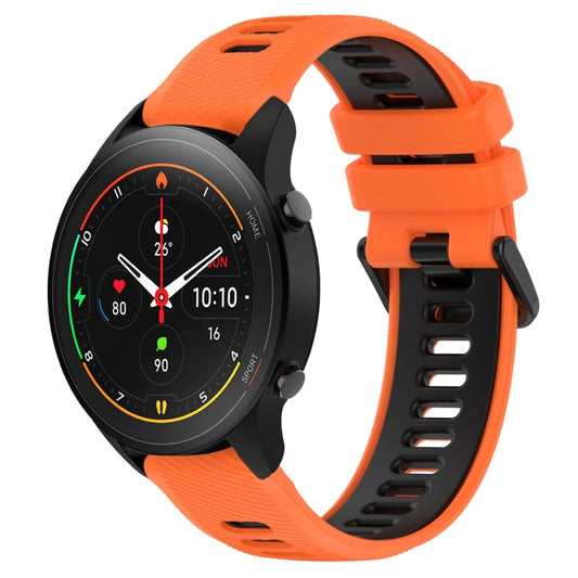 For Xiaomi MI Watch S1 Pro 22mm Sports Two-Color Silicone Watch Band(Orange+Black) - Smart Wear by PMC Jewellery | Online Shopping South Africa | PMC Jewellery