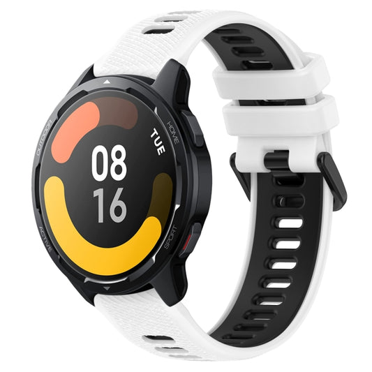 For Xiaomi Watch S1 Active 22mm Sports Two-Color Silicone Watch Band(White+Black) - Smart Wear by PMC Jewellery | Online Shopping South Africa | PMC Jewellery