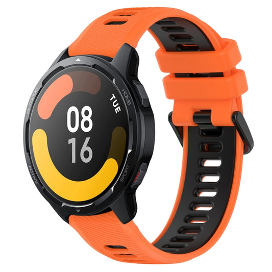 For Xiaomi Watch S1 Active 22mm Sports Two-Color Silicone Watch Band(Orange+Black) - Smart Wear by PMC Jewellery | Online Shopping South Africa | PMC Jewellery