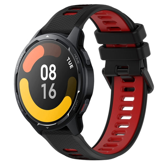 For Xiaomi Watch S1 Active 22mm Sports Two-Color Silicone Watch Band(Black+Red) - Smart Wear by PMC Jewellery | Online Shopping South Africa | PMC Jewellery