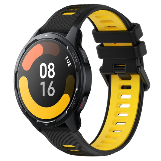 For Xiaomi Watch S1 Active 22mm Sports Two-Color Silicone Watch Band(Black+Yellow) - Smart Wear by PMC Jewellery | Online Shopping South Africa | PMC Jewellery
