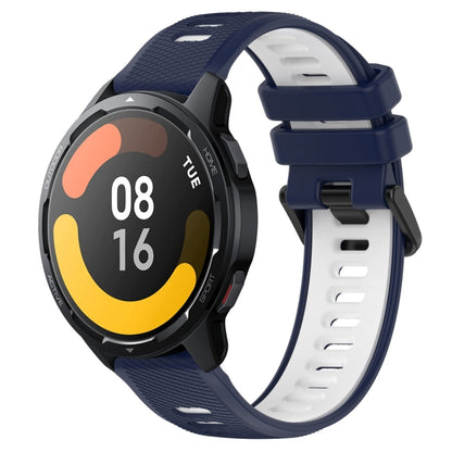 For Xiaomi Watch S1 Active 22mm Sports Two-Color Silicone Watch Band(Midnight Blue+White) - Smart Wear by PMC Jewellery | Online Shopping South Africa | PMC Jewellery