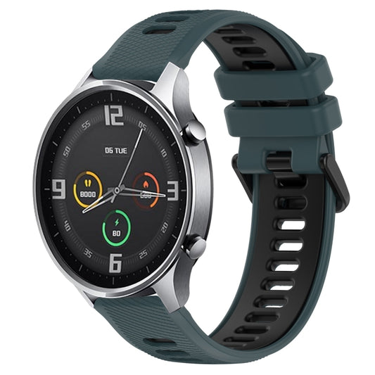 For Xiaomi MI Watch Color 22mm Sports Two-Color Silicone Watch Band(Olive Green+Black) - Smart Wear by PMC Jewellery | Online Shopping South Africa | PMC Jewellery