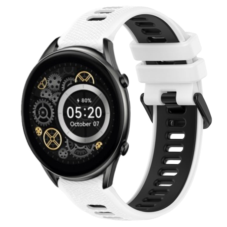 For Xiaomi Haylou RT2 LS10 22mm Sports Two-Color Silicone Watch Band(White+Black) - Smart Wear by PMC TechLife | Online Shopping South Africa | PMC TechLife