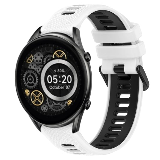 For Xiaomi Haylou RT2 LS10 22mm Sports Two-Color Silicone Watch Band(White+Black) - Smart Wear by PMC Jewellery | Online Shopping South Africa | PMC Jewellery