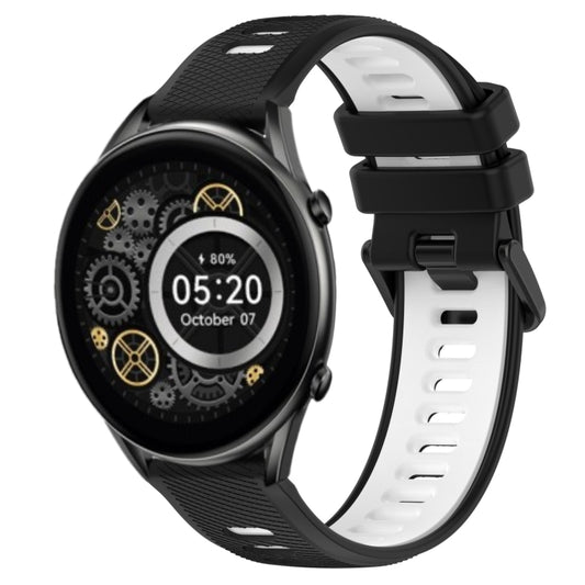 For Xiaomi Haylou RT2 LS10 22mm Sports Two-Color Silicone Watch Band(Black+White) - Smart Wear by PMC Jewellery | Online Shopping South Africa | PMC Jewellery
