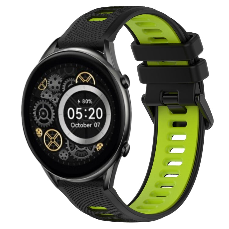 For Xiaomi Haylou RT2 LS10 22mm Sports Two-Color Silicone Watch Band(Black+Green) -  by PMC Jewellery | Online Shopping South Africa | PMC Jewellery