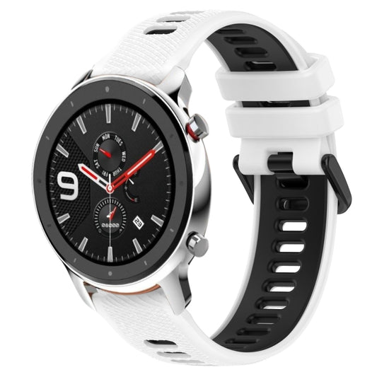 For Amazfit GTR 4 Pro 22MM Sports Two-Color Silicone Watch Band(White+Black) -  by PMC Jewellery | Online Shopping South Africa | PMC Jewellery