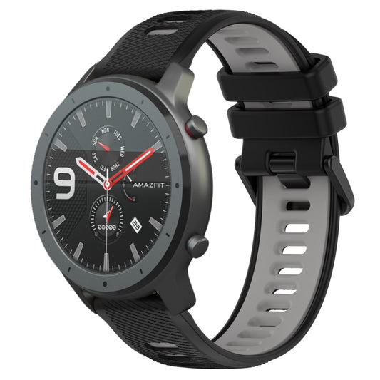 For Amazfit GTR 47mm 22MM Sports Two-Color Silicone Watch Band(Black+Grey) -  by PMC Jewellery | Online Shopping South Africa | PMC Jewellery