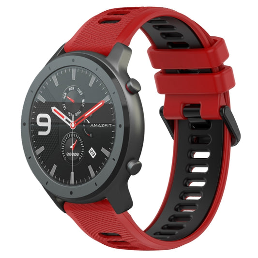 For Amazfit GTR 47mm 22MM Sports Two-Color Silicone Watch Band(Red+Black) -  by PMC Jewellery | Online Shopping South Africa | PMC Jewellery