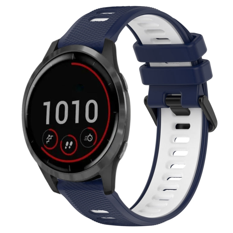 For Garmin Vivoactive 4 22mm Sports Two-Color Silicone Watch Band(Midnight Blue+White) - Smart Wear by PMC Jewellery | Online Shopping South Africa | PMC Jewellery