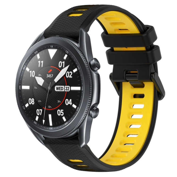 For Samsung Galaxy Watch3 45mm 22mm Sports Two-Color Silicone Watch Band(Black+Yellow) - Smart Wear by PMC Jewellery | Online Shopping South Africa | PMC Jewellery