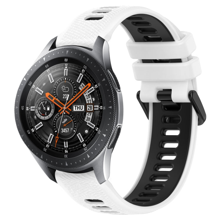 For Samsung Galaxy Watch 46mm 22mm Sports Two-Color Silicone Watch Band(White+Black) - Smart Wear by PMC Jewellery | Online Shopping South Africa | PMC Jewellery