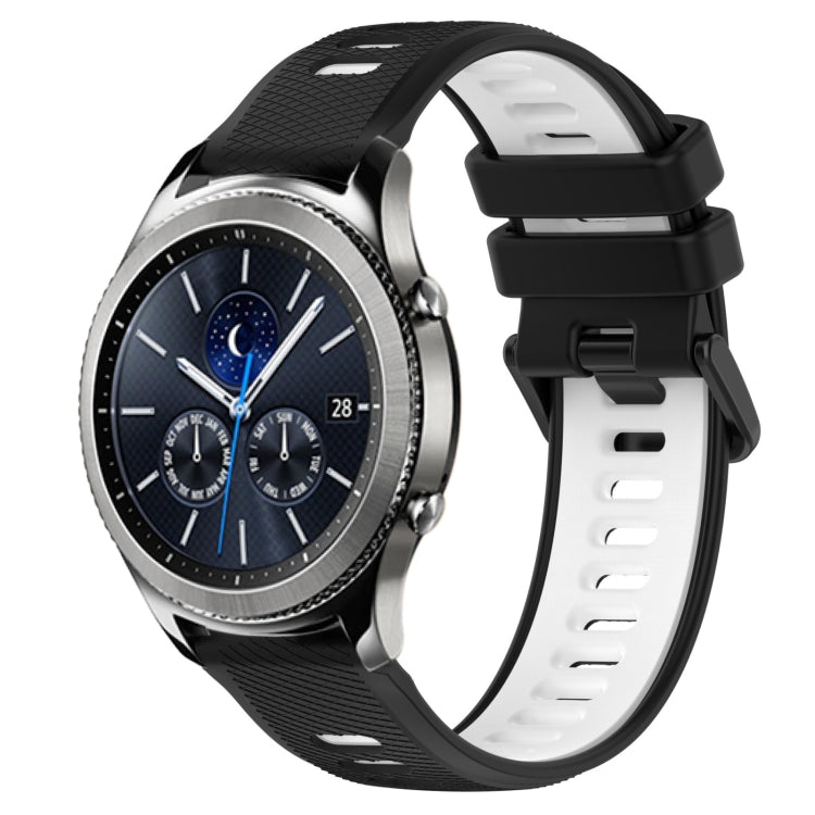 For Samsung Gear S3 Classic 22mm Sports Two-Color Silicone Watch Band(Black+White) - Smart Wear by PMC Jewellery | Online Shopping South Africa | PMC Jewellery