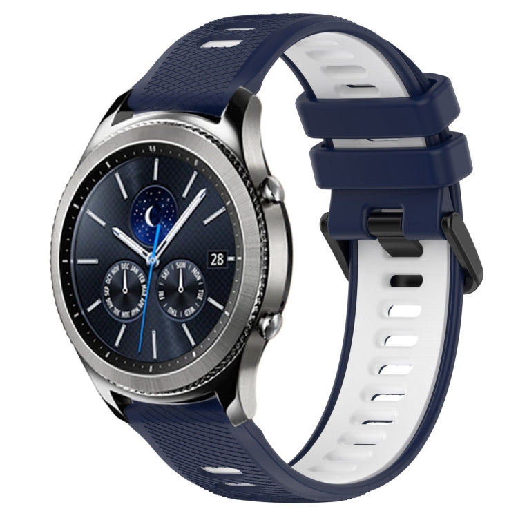 For Samsung Gear S3 Classic 22mm Sports Two-Color Silicone Watch Band(Midnight Blue+White) - Smart Wear by PMC Jewellery | Online Shopping South Africa | PMC Jewellery