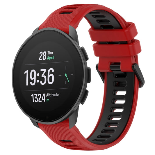 For SUUNTO 9 Peak Pro 22mm Sports Two-Color Silicone Watch Band(Red+Black) - Smart Wear by PMC Jewellery | Online Shopping South Africa | PMC Jewellery