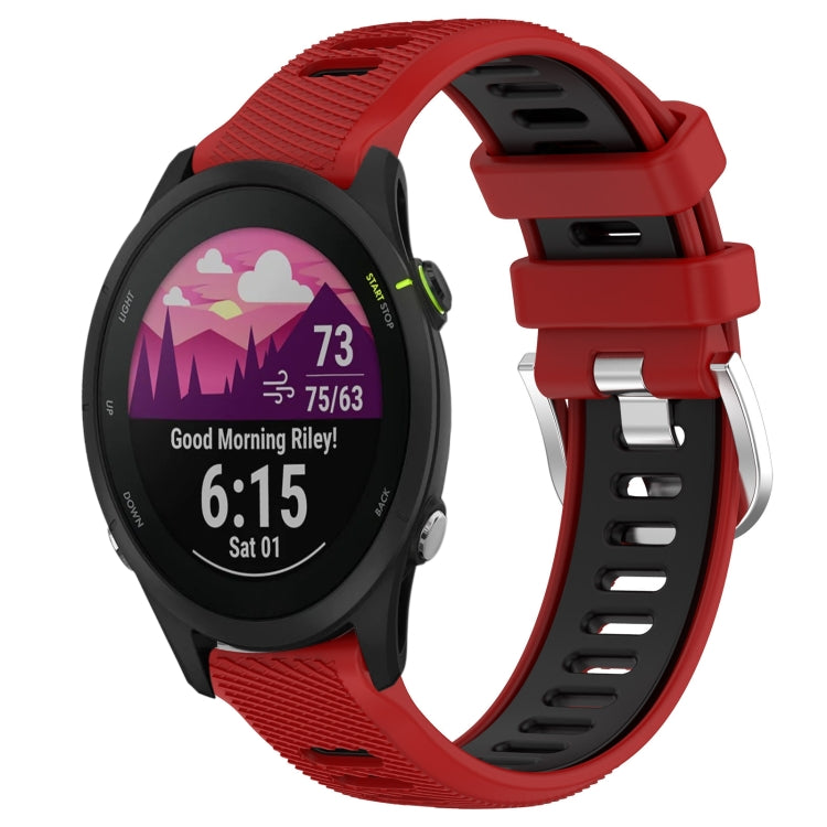 For Garmin Forerunner 255S 18mm Sports Two-Color Steel Buckle Silicone Watch Band(Red+Black) - Smart Wear by PMC Jewellery | Online Shopping South Africa | PMC Jewellery