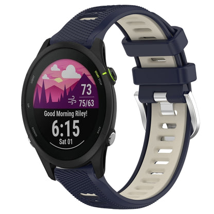 For Garmin Forerunner 255S 18mm Sports Two-Color Steel Buckle Silicone Watch Band(Midnight Blue+Starlight) - Smart Wear by PMC Jewellery | Online Shopping South Africa | PMC Jewellery