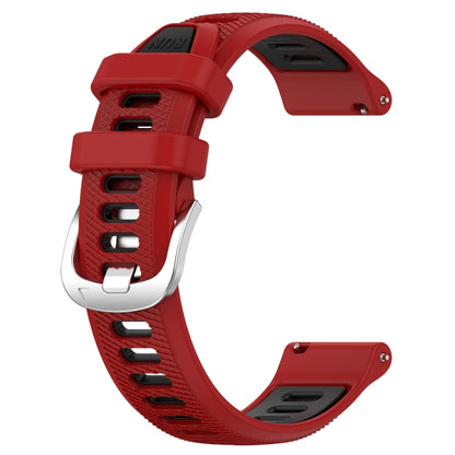 For Garmin Forerunner 255S Music 18mm Sports Two-Color Steel Buckle Silicone Watch Band(Red+Black) - Smart Wear by PMC Jewellery | Online Shopping South Africa | PMC Jewellery
