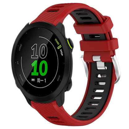 For Garmin Forerunner 158 20mm Sports Two-Color Steel Buckle Silicone Watch Band(Red+Black) - Smart Wear by PMC Jewellery | Online Shopping South Africa | PMC Jewellery