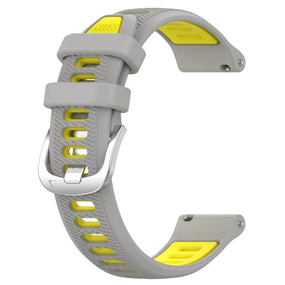 For Garmin Venu SQ 20mm Sports Two-Color Steel Buckle Silicone Watch Band(Grey+Yellow) - Smart Wear by PMC Jewellery | Online Shopping South Africa | PMC Jewellery