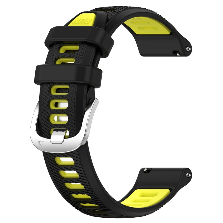 For Amazfit GTS 3 22mm Cross Texture Two Color Silicone Steel Buckle Watch Band(Black+Lime Green) - Smart Wear by PMC Jewellery | Online Shopping South Africa | PMC Jewellery