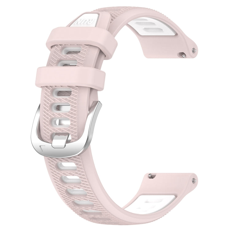 For Amazfit Pop Pro 22mm Cross Texture Two Color Silicone Steel Buckle Watch Band(Pink+White) -  by PMC Jewellery | Online Shopping South Africa | PMC Jewellery