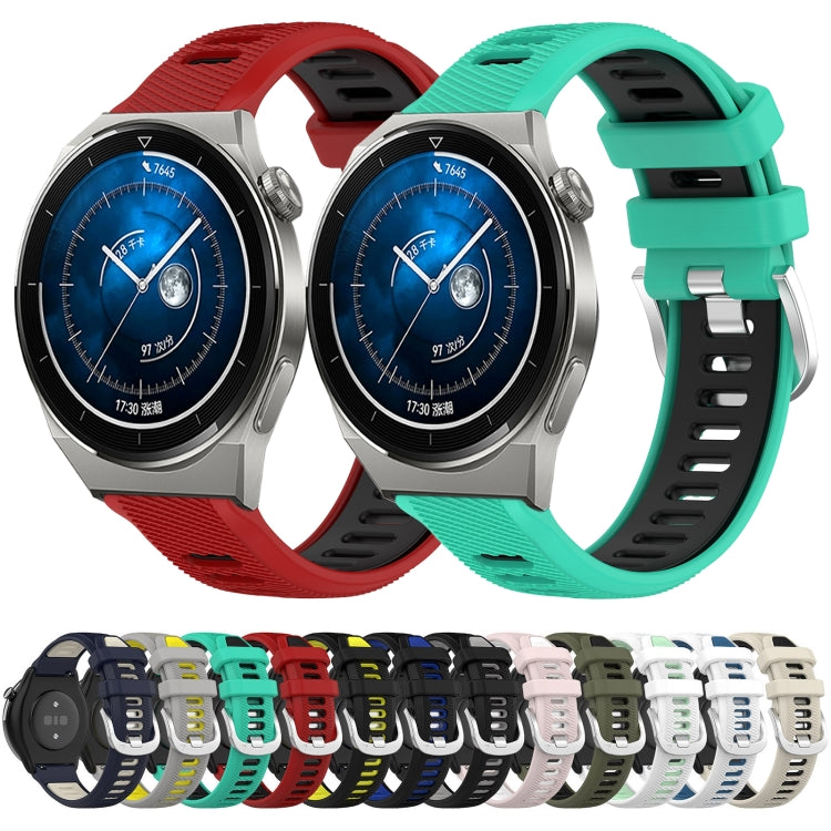 For Huawei Watch 2 20mm Sports Two-Color Steel Buckle Silicone Watch Band(Starlight+Black) - Smart Wear by PMC Jewellery | Online Shopping South Africa | PMC Jewellery