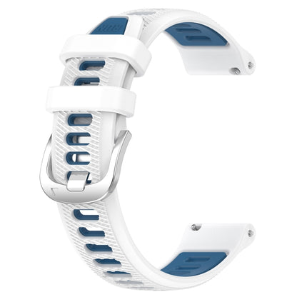 For Huawei Watch GT3 42mm 20mm Sports Two-Color Steel Buckle Silicone Watch Band(White+Blue) - Watch Bands by PMC Jewellery | Online Shopping South Africa | PMC Jewellery