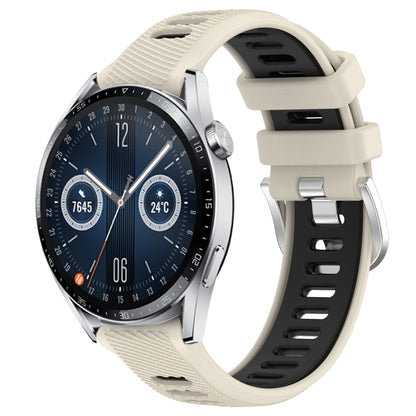 For Huawei Watch GT3 46mm 22mm Sports Two-Color Steel Buckle Silicone Watch Band(Starlight+Black) - Smart Wear by PMC Jewellery | Online Shopping South Africa | PMC Jewellery