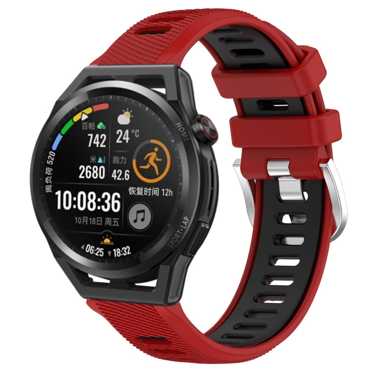 For Huawei Watch GT Runner 22mm Sports Two-Color Steel Buckle Silicone Watch Band(Red+Black) - Smart Wear by PMC Jewellery | Online Shopping South Africa | PMC Jewellery
