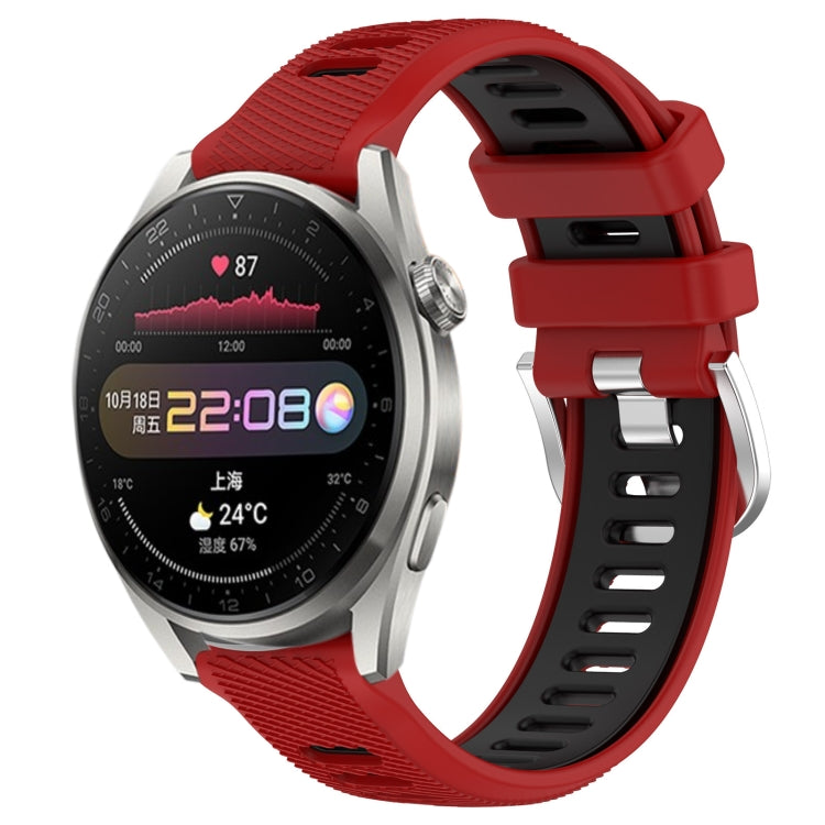 For Huawei Watch 3 Pro 22mm Sports Two-Color Steel Buckle Silicone Watch Band(Red+Black) - Smart Wear by PMC Jewellery | Online Shopping South Africa | PMC Jewellery