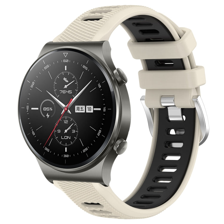 For Huawei GT2 Pro 22mm Sports Two-Color Steel Buckle Silicone Watch Band(Starlight+Black) - Smart Wear by PMC Jewellery | Online Shopping South Africa | PMC Jewellery