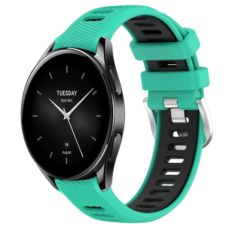 For Xiaomi Watch S2 42mm 22mm Sports Two-Color Steel Buckle Silicone Watch Band(Lake Blue+Black) - Smart Wear by PMC TechLife | Online Shopping South Africa | PMC TechLife