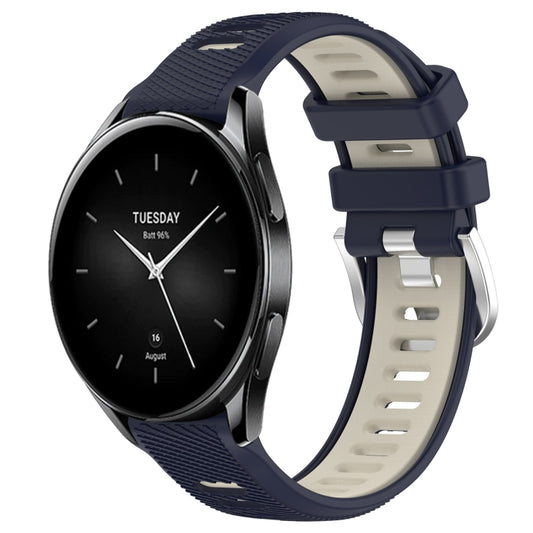 For Xiaomi Watch S2 42mm 22mm Sports Two-Color Steel Buckle Silicone Watch Band(Midnight Blue+Starlight) - Smart Wear by PMC Jewellery | Online Shopping South Africa | PMC Jewellery